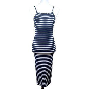 Windsor Womens Spaghetti Strap Black/White Striped Long Dress Size Small